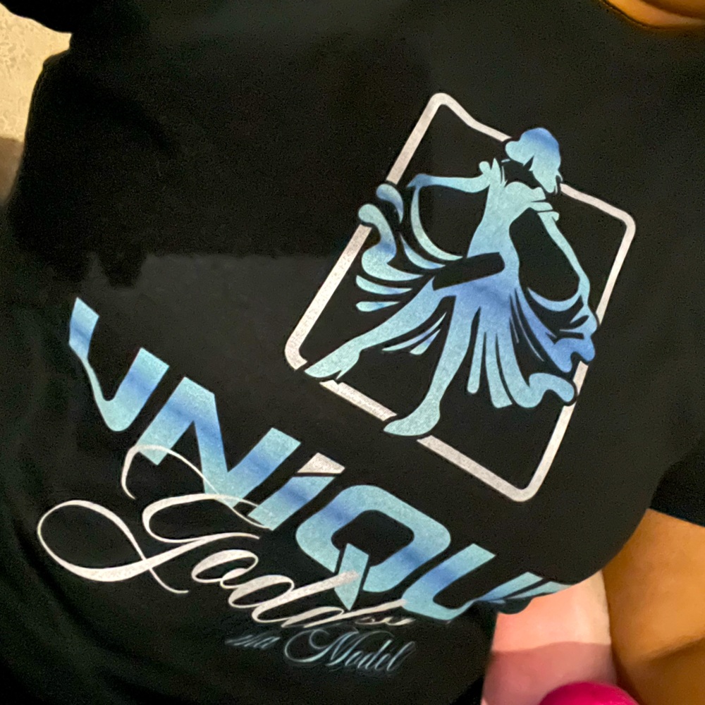 Black T-Shirt with Blue Graphic